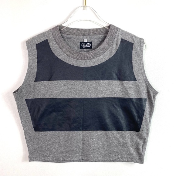 Cheap Monday Blockie Striped Crop Tank in Gray - Picture 2 of 7